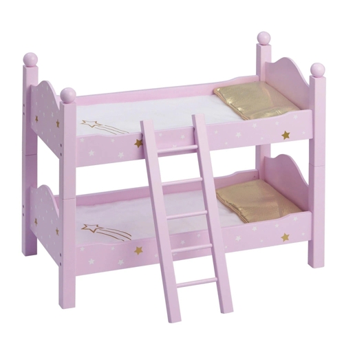 Olivia's Little World 18" Doll Wooden Convertible Bunk Bed - Pink