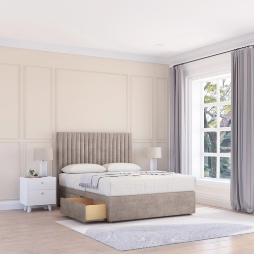 Manhattan Divan Bed - Pebble Plush - Grey