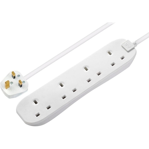 Masterplug 4 Socket Extension Lead - White
