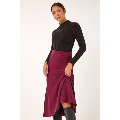 Roman Knitted Midi Skirt - Red - Size 12