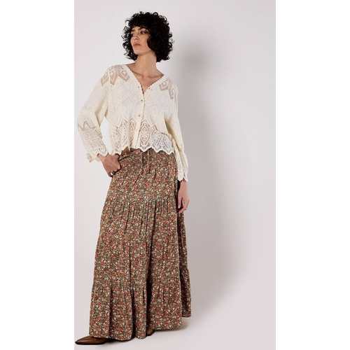 Apricot Maxi Skirt - Floral - Green - 10
