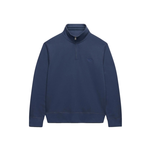 Superdry Essential Serif Logo Half Zip Sweatshirt - Blue - Slim - L
