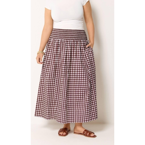 Yours Gingham Maxi Skirt - Red - Checkered - Size 18