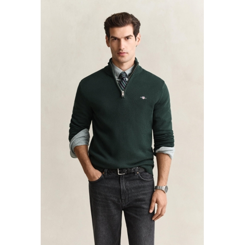 GANT Casual Cotton Half-Zip Sweater - Regular - Crew - Geometric - XS - Green