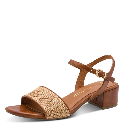 Marco Tozzi Hecho Weave Tan Womens Heeled Sandals - Slippers & Sandals - UK 7