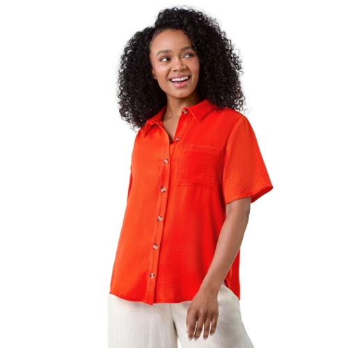 Roman Petite Button Up Shirt - Orange - 10 UK