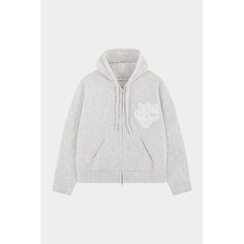 THE COUTURE CLUB Fluffy Knit Zip Hoodie - Grey Marl