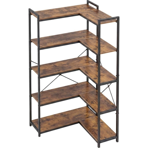 Levede Corner Bookcase - 5-Tier L-Shaped - Black