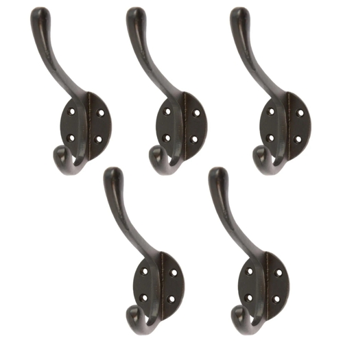 Hat & Coat Hook - Pack of 5 - Black - W40mm x H105mm