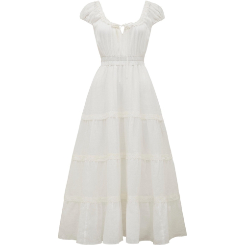 Forever New Tuscany Trim Detail Midi Dress - White - Size 10