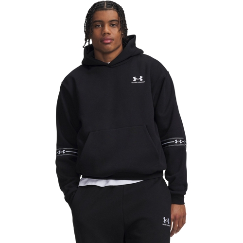 Under Armour Icon Fleece Taping Hoodie - Black - White - Oversized - XL