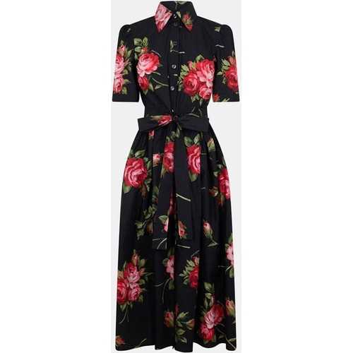 DOLCE AND GABBANA DG Collar Dress - Floral - Black - 12