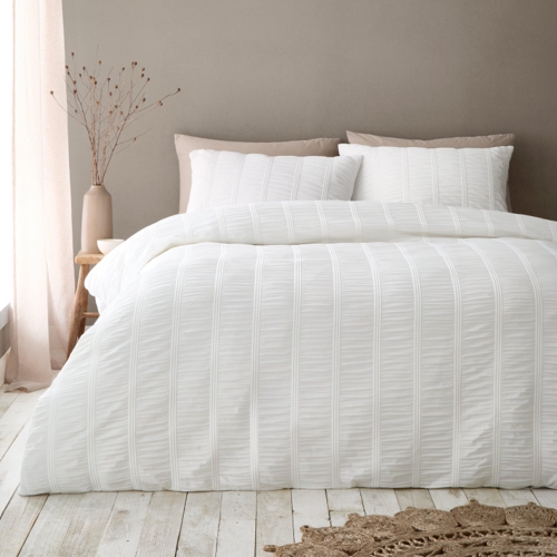 Pineapple Elephant Waffle Seersucker Duvet Cover Set - White