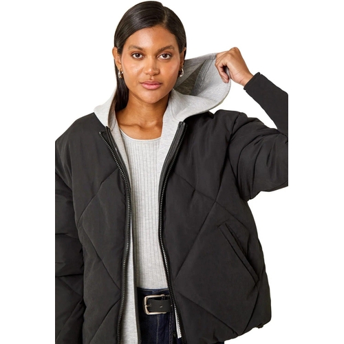 Detachable Hooded Bomber Coat - Roman - Black - L