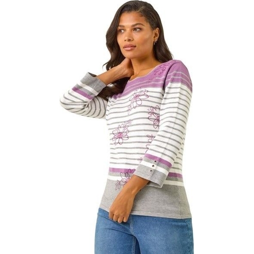 Floral Stripe Knit Jumper