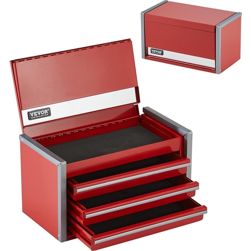 VEVOR Metal Tool Box - 8.6-inch - 3 Drawers - Red - TBHG-913RD