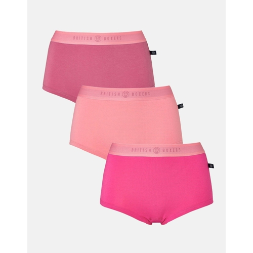 British Boxers Pack of Three "Pink Gin" Hipster Boxer Briefs - Pink