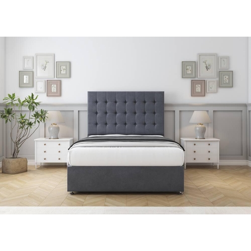 Comfort Beds Savannah Plush Divan Base 2 Drawers - 26" Headboard - Grey
