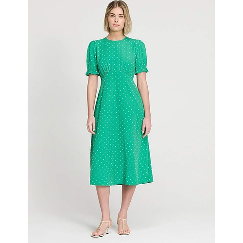 Finery London Mela Dress - Green - Polka Dot - Size 10