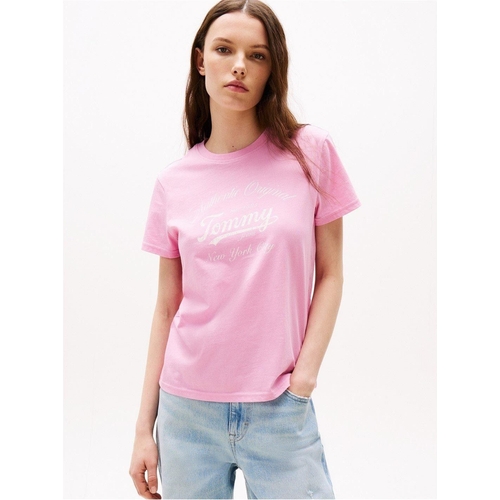 Tommy Jeans Essential Logo Tee - Pink - M