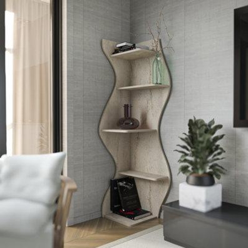 Decorotika Nila Corner Bookcase - Grey