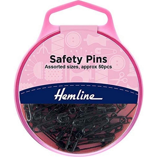 Hemline Safety Pins - Black - Assorted