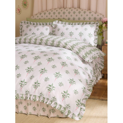 Cath Kidston Cath Crest Floral Reversible Duvet Cover Set - Green - Double