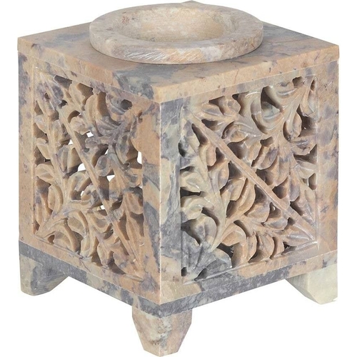 Something Different Soapstone Moroccan Arch Oil Burner - Floral - Beige