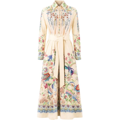Etro Belted printed cotton shirt dress - Floral - Multicolor - UK 12