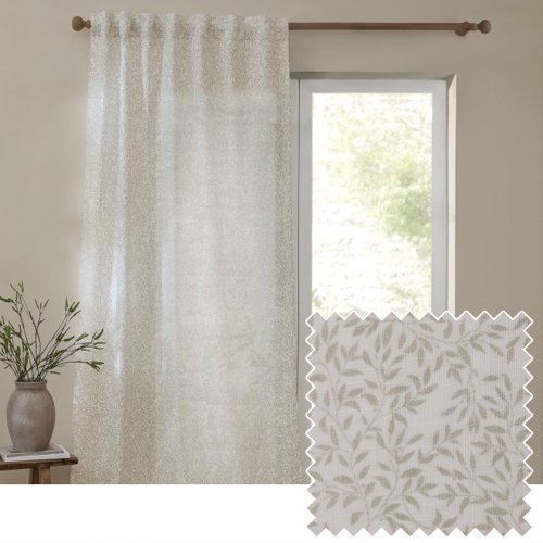 Yard Perrie Leaf Sheer Woven Curtain Panel - Beige - Floral