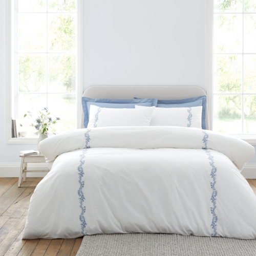 Bianca Camille Embroidered Floral Cotton Duvet Cover Set - White
