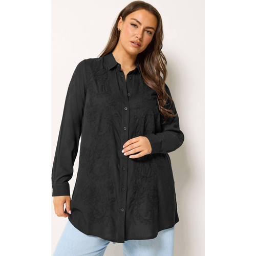 Yours Floral Embroidery Shirt - Black - 22