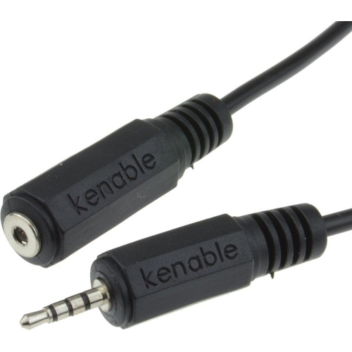 kenable 4 Pole 3 Bands 2.5mm Male to Female Jack Extension AV Cable Lead - Black