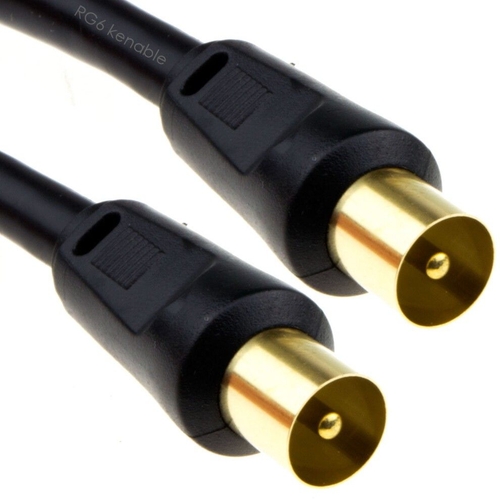 kenable RF Coaxial RG6 TV Aerial Lead - Male to Male - Black