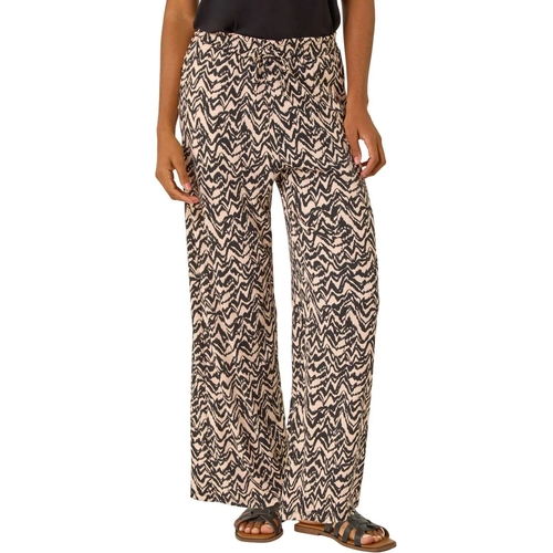 Abstract Wide Leg Trouser - Roman - Beige - UK 20