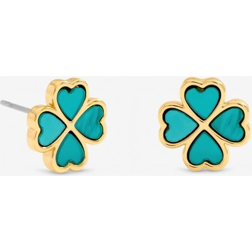Jon Richard Gold Plated and Turquoise Clover Earrings - Gold