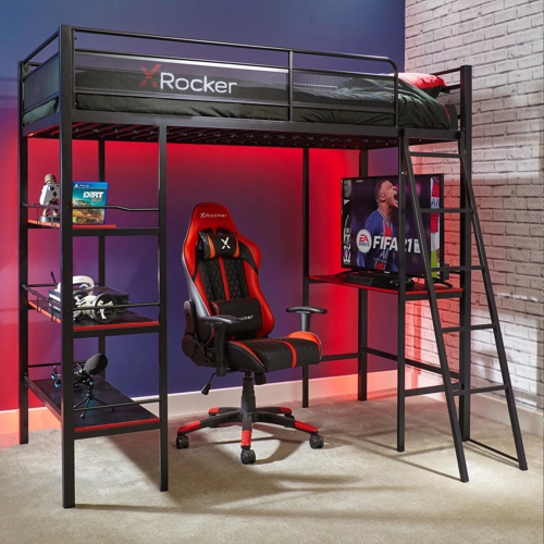 X Rocker Fortress High Sleeper Gaming Bed - Black