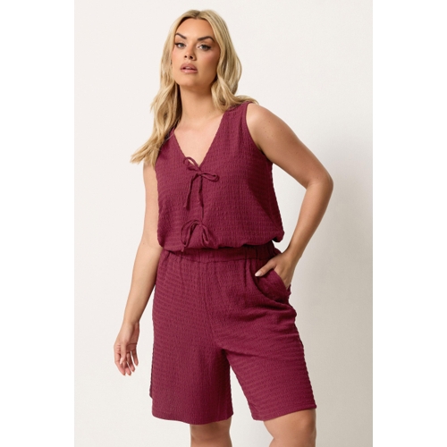 Yours Plus Size Red Textured Shorts - XXL - 22