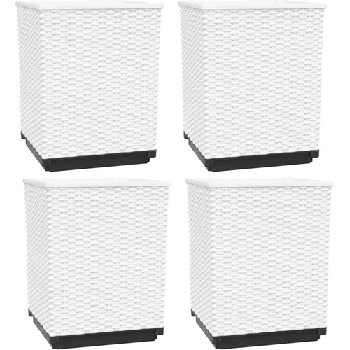 vidaXL Garden Planter - White - 37 x 30 x 30cm - 4 Pack