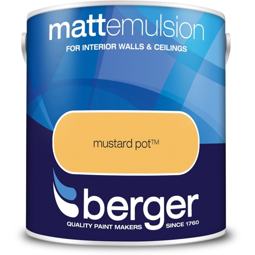 Berger Walls & Ceilings Matt Emulsion Paint 2.5L - Mustard Pot - Yellow