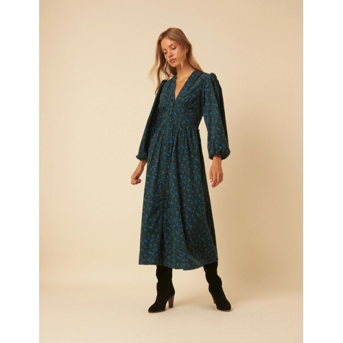 Starlight Midi Dress - Blue Floral - Size 14