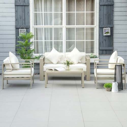 Outsunny 4 Seater Outdoor Garden Furniture Set - Gold