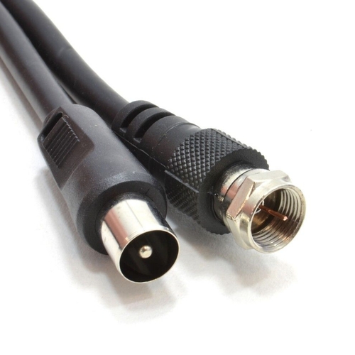 Coaxial F Type Connector Male Plug to RF Aerial Male Plug RG59 Cable - Black