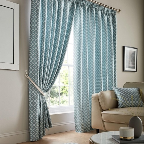 Alan Symonds Cotswold Curtains - White - Geometric