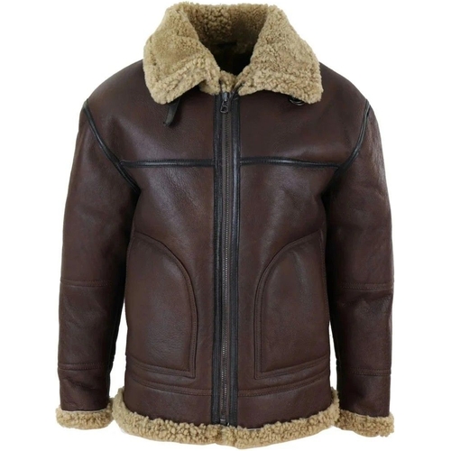 Aviator Shearling Bomber Jacket - Brown - XL