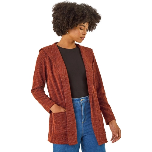 Longline Hooded Cardigan - Roman - Orange - M